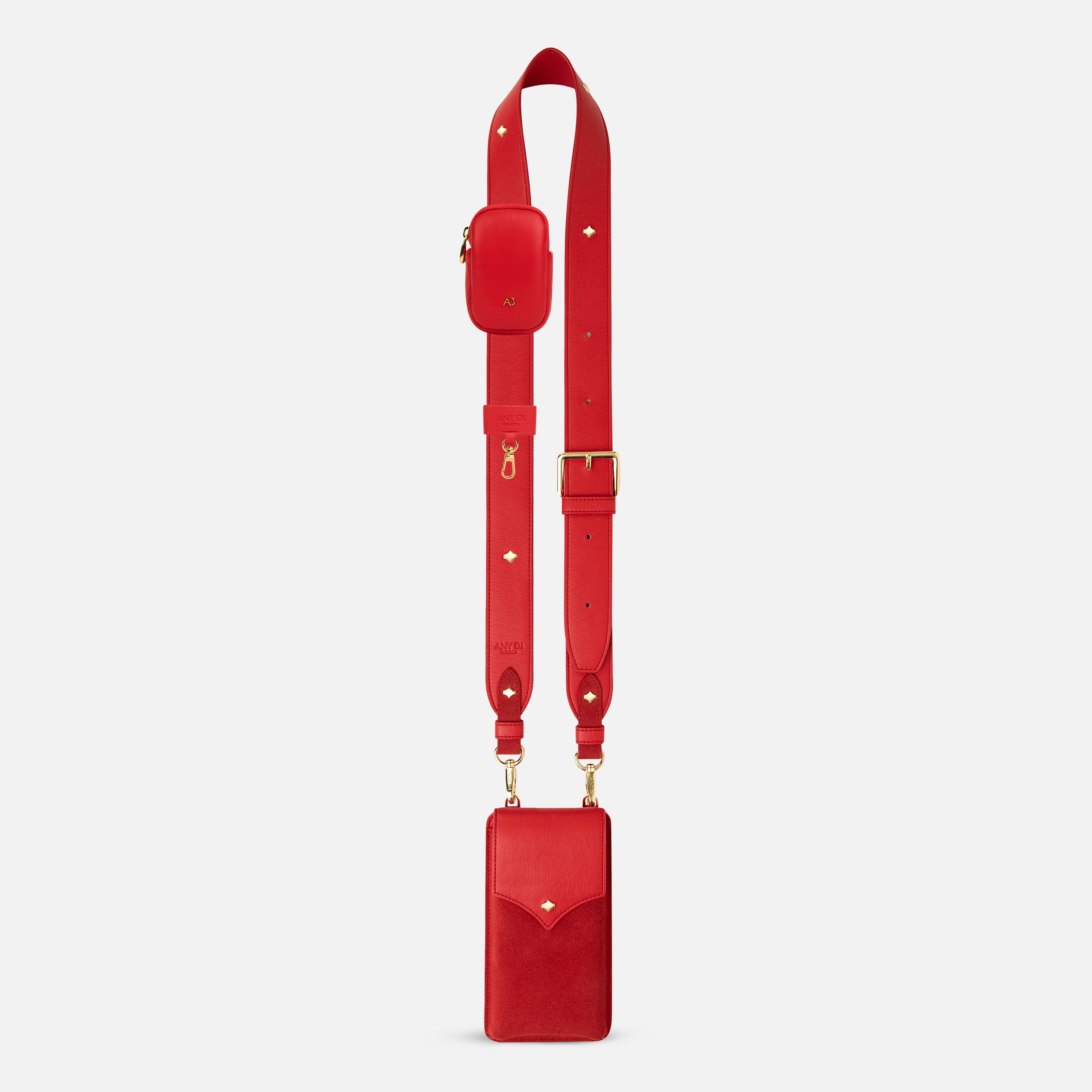 Phone Strap Set | Red Leather