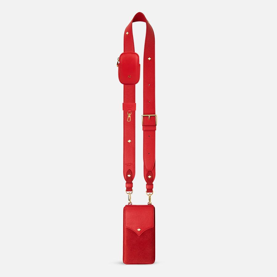 Phone Strap Set | Red Leather